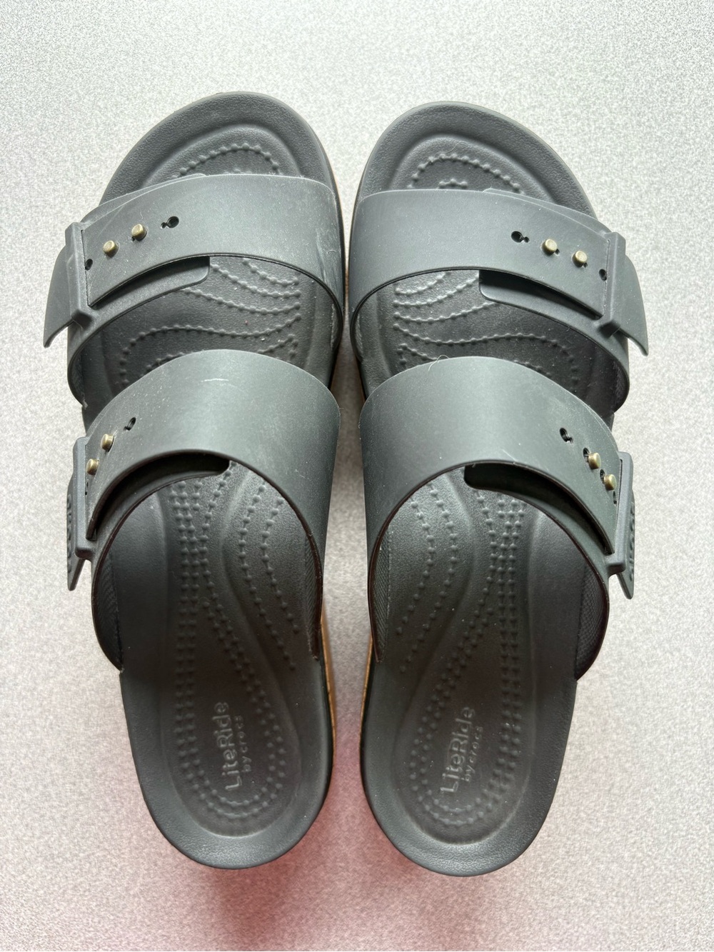 Crocs Black Double-Strap Platform Slide Sandals